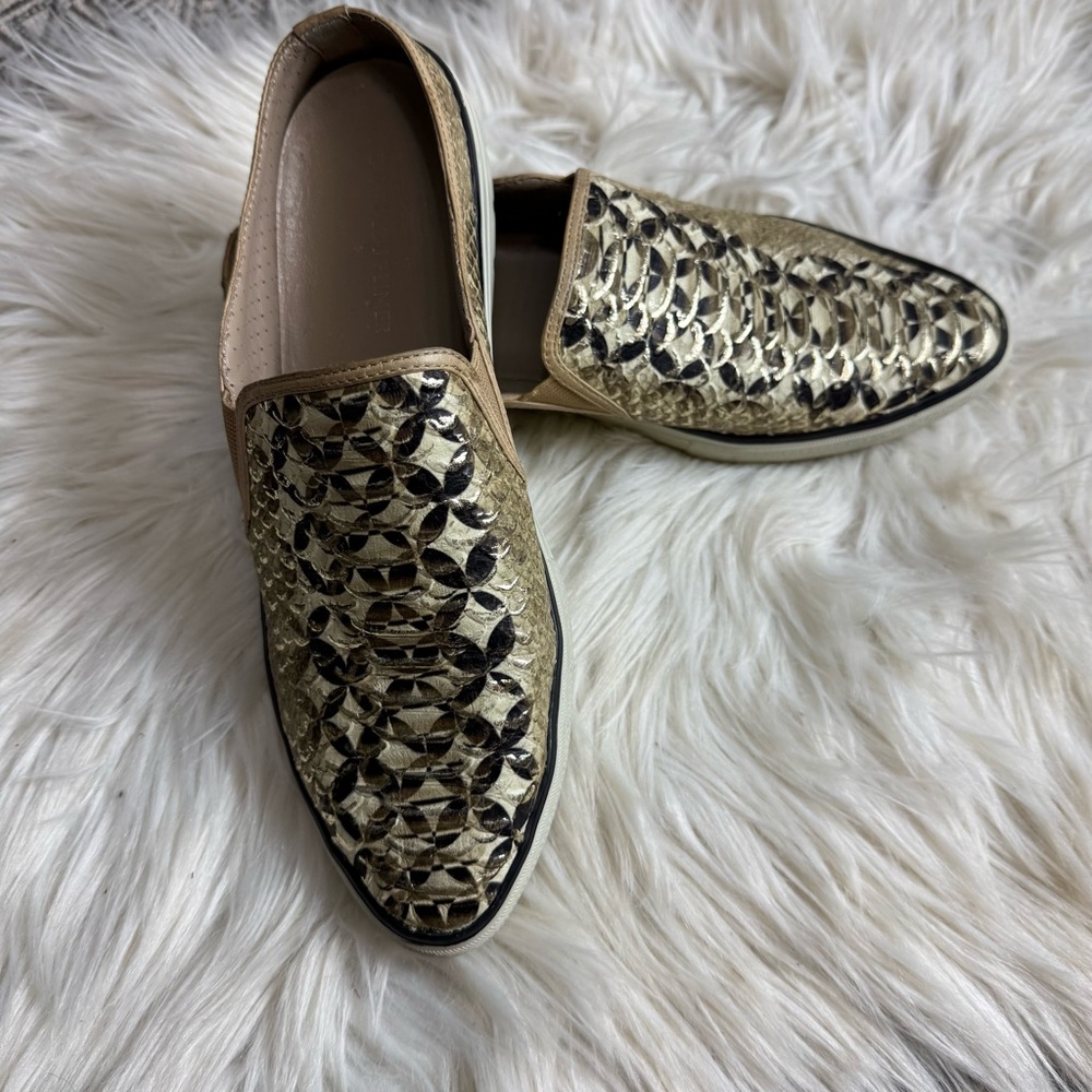 Donald‎ J Pliner Elegant Gold Black URSA Snake Print Mule  8.5
